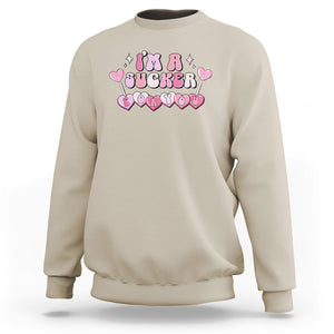 Valentine's Day Sweatshirt I'm A Sucker For You Heart Candy Lollipop TS09 Sand Printyourwear