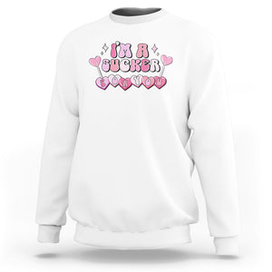 Valentine's Day Sweatshirt I'm A Sucker For You Heart Candy Lollipop TS09 White Printyourwear