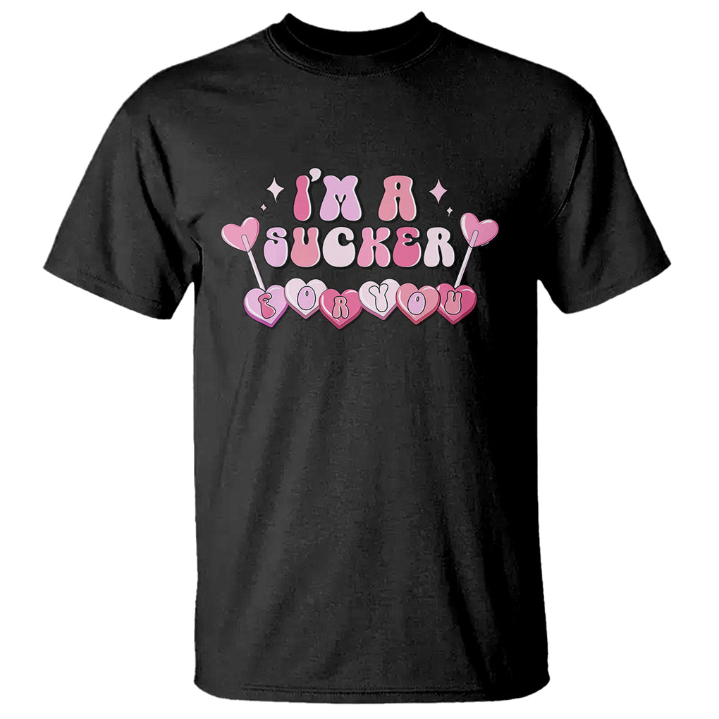 Valentine's Day T Shirt I'm A Sucker For You Heart Candy Lollipop TS09 Black Printyourwear