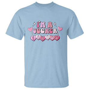 Valentine's Day T Shirt I'm A Sucker For You Heart Candy Lollipop TS09 Light Blue Printyourwear