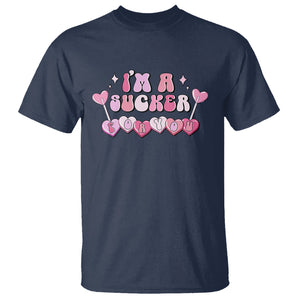 Valentine's Day T Shirt I'm A Sucker For You Heart Candy Lollipop TS09 Navy Printyourwear