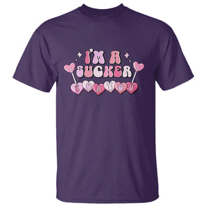 Valentine's Day T Shirt I'm A Sucker For You Heart Candy Lollipop TS09 Purple Printyourwear