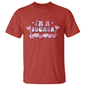 Valentine's Day T Shirt I'm A Sucker For You Heart Candy Lollipop TS09 Red Printyourwear