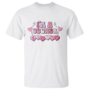 Valentine's Day T Shirt I'm A Sucker For You Heart Candy Lollipop TS09 White Printyourwear