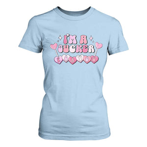 Valentine's Day T Shirt For Women I'm A Sucker For You Heart Candy Lollipop TS09 Light Blue Print Your Wear