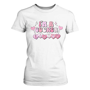 Valentine's Day T Shirt For Women I'm A Sucker For You Heart Candy Lollipop TS09 White Print Your Wear