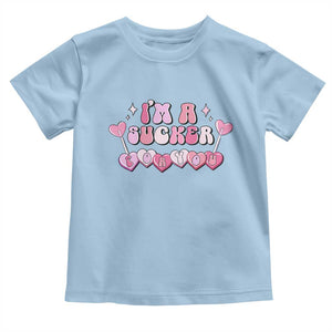 Valentine's Day Toddler T Shirt I'm A Sucker For You Heart Candy Lollipop TS09 Light Blue Print Your Wear