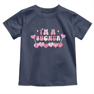 Valentine's Day Toddler T Shirt I'm A Sucker For You Heart Candy Lollipop TS09 Navy Print Your Wear