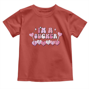 Valentine's Day Toddler T Shirt I'm A Sucker For You Heart Candy Lollipop TS09 Red Print Your Wear