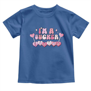 Valentine's Day Toddler T Shirt I'm A Sucker For You Heart Candy Lollipop TS09 Royal Blue Print Your Wear