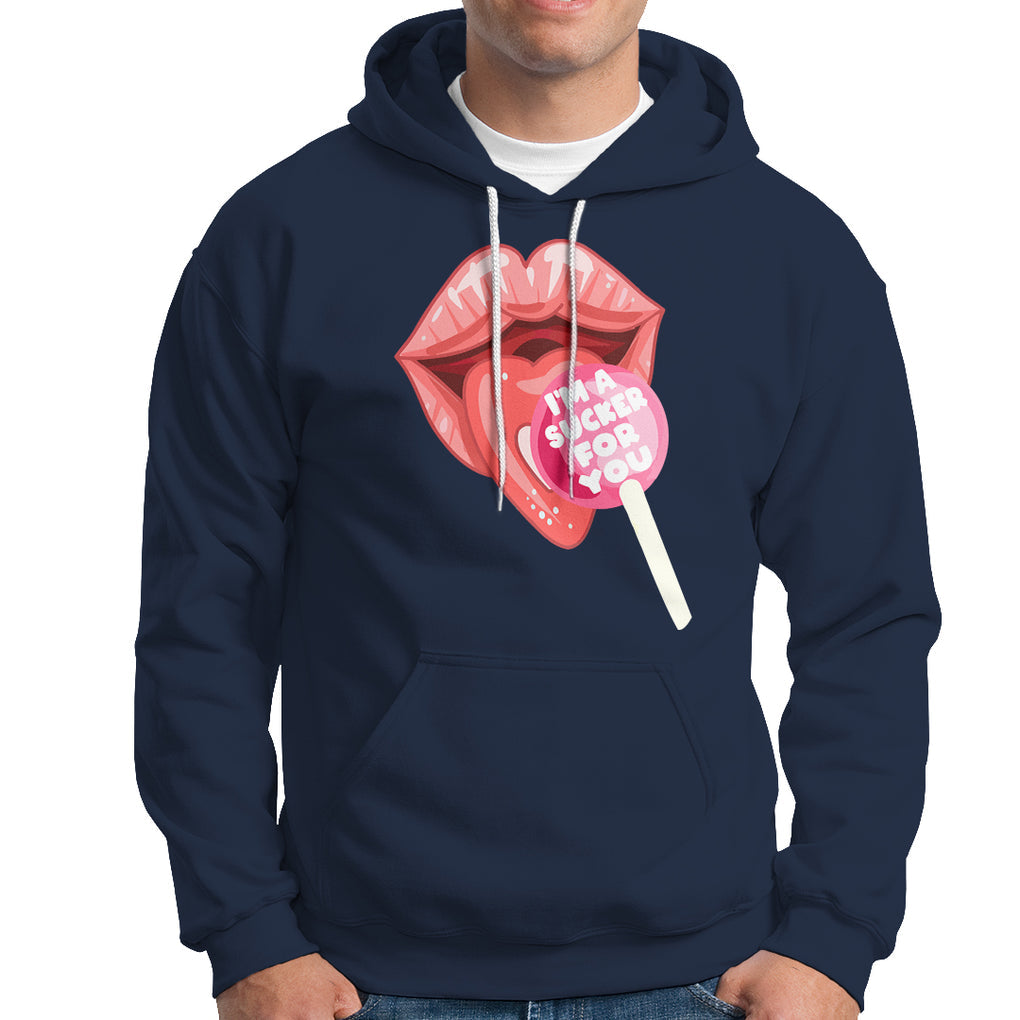 Valentine's Day Hoodie I'm A Sucker For You Candy Pop Lollipop TS09 Navy Printyourwear