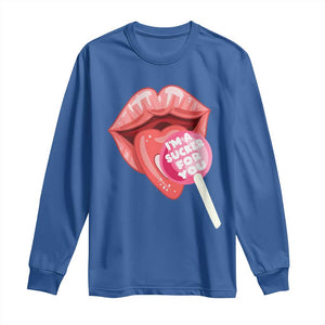 Valentine's Day Long Sleeve Shirt I'm A Sucker For You Candy Pop Lollipop TS09 Royal Blue Print Your Wear