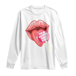 Valentine's Day Long Sleeve Shirt I'm A Sucker For You Candy Pop Lollipop TS09 White Print Your Wear