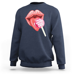 Valentine's Day Sweatshirt I'm A Sucker For You Candy Pop Lollipop TS09 Navy Printyourwear