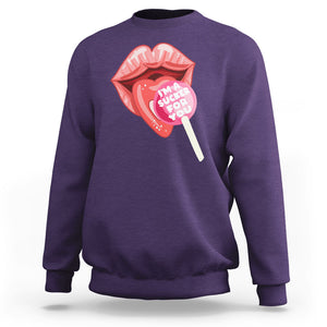 Valentine's Day Sweatshirt I'm A Sucker For You Candy Pop Lollipop TS09 Purple Printyourwear