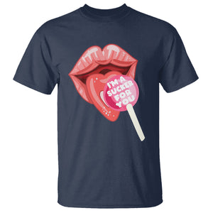 Valentine's Day T Shirt I'm A Sucker For You Candy Pop Lollipop TS09 Navy Printyourwear