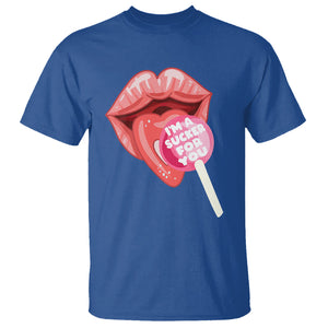 Valentine's Day T Shirt I'm A Sucker For You Candy Pop Lollipop TS09 Royal Blue Printyourwear