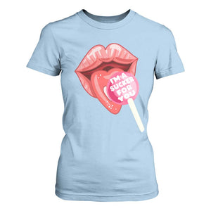 Valentine's Day T Shirt For Women I'm A Sucker For You Candy Pop Lollipop TS09 Light Blue Print Your Wear