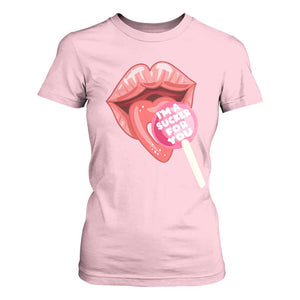 Valentine's Day T Shirt For Women I'm A Sucker For You Candy Pop Lollipop TS09 Light Pink Print Your Wear