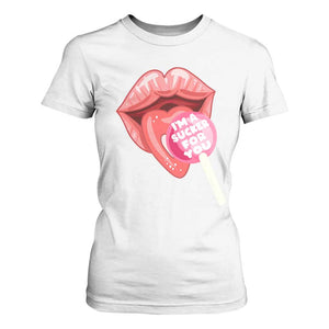 Valentine's Day T Shirt For Women I'm A Sucker For You Candy Pop Lollipop TS09 White Print Your Wear