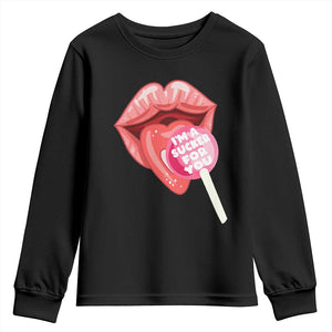 Valentine's Day Youth Sweatshirt I'm A Sucker For You Candy Pop Lollipop TS09 Black Print Your Wear