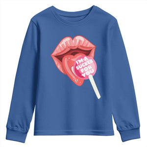 Valentine's Day Youth Sweatshirt I'm A Sucker For You Candy Pop Lollipop TS09 Royal Blue Print Your Wear