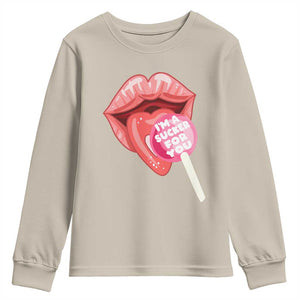 Valentine's Day Youth Sweatshirt I'm A Sucker For You Candy Pop Lollipop TS09 Sand Print Your Wear