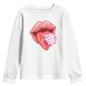 Valentine's Day Youth Sweatshirt I'm A Sucker For You Candy Pop Lollipop TS09 White Print Your Wear