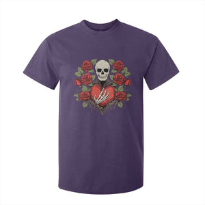 Valentine's Day T Shirt For Kid Skeleton Hand Heart Sign Red Rose Flower Gothic TS09 Purple Print Your Wear