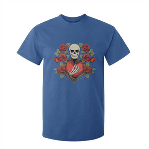 Valentine's Day T Shirt For Kid Skeleton Hand Heart Sign Red Rose Flower Gothic TS09 Royal Blue Print Your Wear