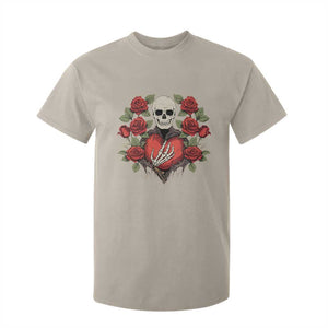 Valentine's Day T Shirt For Kid Skeleton Hand Heart Sign Red Rose Flower Gothic TS09 Sand Print Your Wear