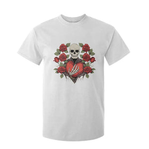 Valentine's Day T Shirt For Kid Skeleton Hand Heart Sign Red Rose Flower Gothic TS09 White Print Your Wear