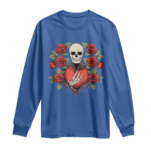 Valentine's Day Long Sleeve Shirt Skeleton Hand Heart Sign Red Rose Flower Gothic TS09 Royal Blue Print Your Wear