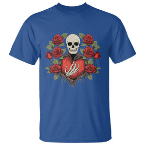 Valentine's Day T Shirt Skeleton Hand Heart Sign Red Rose Flower Gothic TS09 Royal Blue Printyourwear