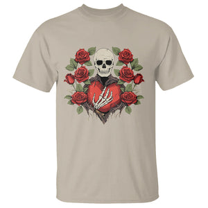 Valentine's Day T Shirt Skeleton Hand Heart Sign Red Rose Flower Gothic TS09 Sand Printyourwear