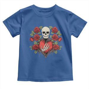 Valentine's Day Toddler T Shirt Skeleton Hand Heart Sign Red Rose Flower Gothic TS09 Royal Blue Print Your Wear