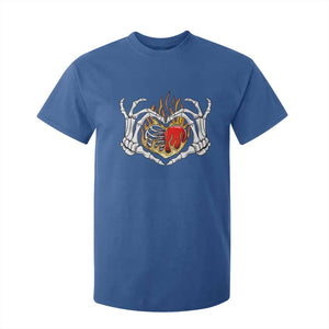 Valentine's Day T Shirt For Kid Skeleton Hand Love Sign Holding Fire Red Heart TS09 Royal Blue Print Your Wear