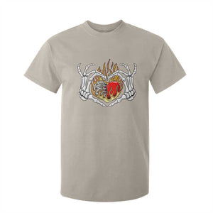 Valentine's Day T Shirt For Kid Skeleton Hand Love Sign Holding Fire Red Heart TS09 Sand Print Your Wear