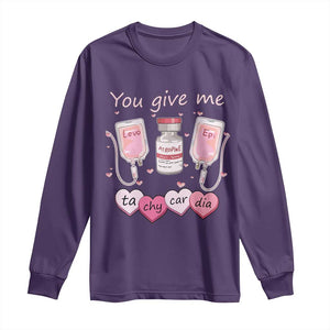 Valentine's Day Long Sleeve Shirt You Give Me Tachycardia ICU Nurse Life TS09 Purple Print Your Wear