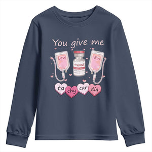 Valentine's Day Youth Sweatshirt You Give Me Tachycardia ICU Nurse Life TS09 Navy Print Your Wear