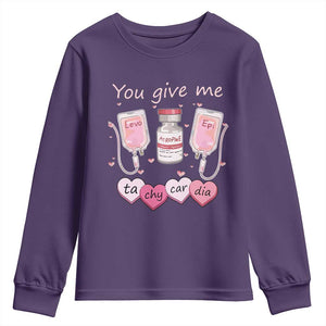 Valentine's Day Youth Sweatshirt You Give Me Tachycardia ICU Nurse Life TS09 Purple Print Your Wear