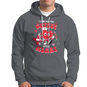 Valentine's Day Hoodie I Care For Cutest Little Hearts Nurse Life TS09 Charcoal Printyourwear