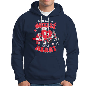 Valentine's Day Hoodie I Care For Cutest Little Hearts Nurse Life TS09 Navy Printyourwear