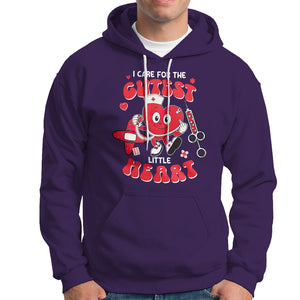 Valentine's Day Hoodie I Care For Cutest Little Hearts Nurse Life TS09 Purple Printyourwear