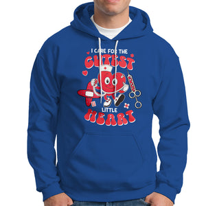 Valentine's Day Hoodie I Care For Cutest Little Hearts Nurse Life TS09 Royal Blue Printyourwear