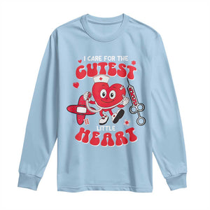 Valentine's Day Long Sleeve Shirt I Care For Cutest Little Hearts Nurse Life TS09 Light Blue Print Your Wear