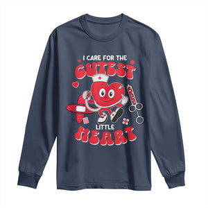 Valentine's Day Long Sleeve Shirt I Care For Cutest Little Hearts Nurse Life TS09 Navy Print Your Wear