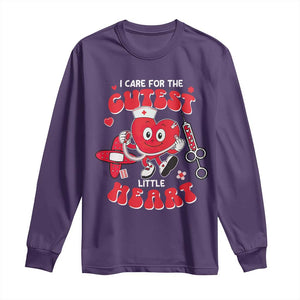 Valentine's Day Long Sleeve Shirt I Care For Cutest Little Hearts Nurse Life TS09 Purple Print Your Wear