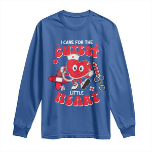 Valentine's Day Long Sleeve Shirt I Care For Cutest Little Hearts Nurse Life TS09 Royal Blue Print Your Wear