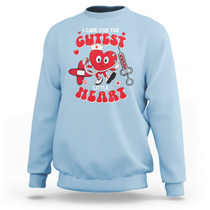 Valentine's Day Sweatshirt I Care For Cutest Little Hearts Nurse Life TS09 Light Blue Printyourwear